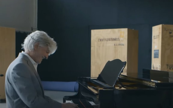 Composer and lyricist Tim Finn at the piano during rehearsals for Ihitai ‘Avei’a - Star Navigator.