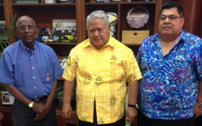 From left to right, President of the Pacific Games Council Vidhya Lakhan, Samoa's prime minister, Tuilaepa Sailele Malielegaoi, and SASNOC President Patrick Fepuleai.