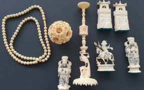 Ivory objects seized at border by Convention on International Trade of Endangered Species of Wild Fauna and Flora (CITES) officers.