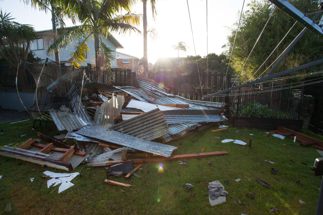 A violent tornado burst through the suburb of St Heliers last night. Two homes bore the brunt of the damage.