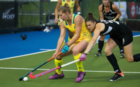 Black Sticks hockey player Jennifer Storey in action against Australia 2016.