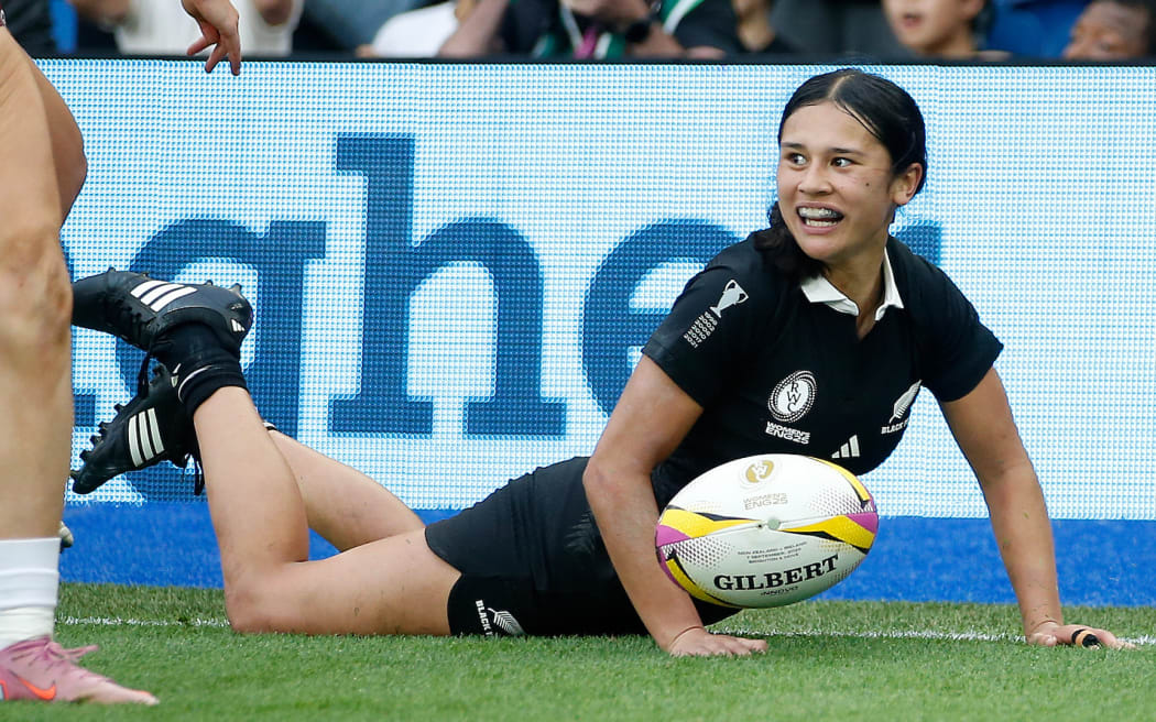Braxton Sorensen-McGee scores her 3rd Try for New Zealand. New Zealand Black Ferns v Ireland.