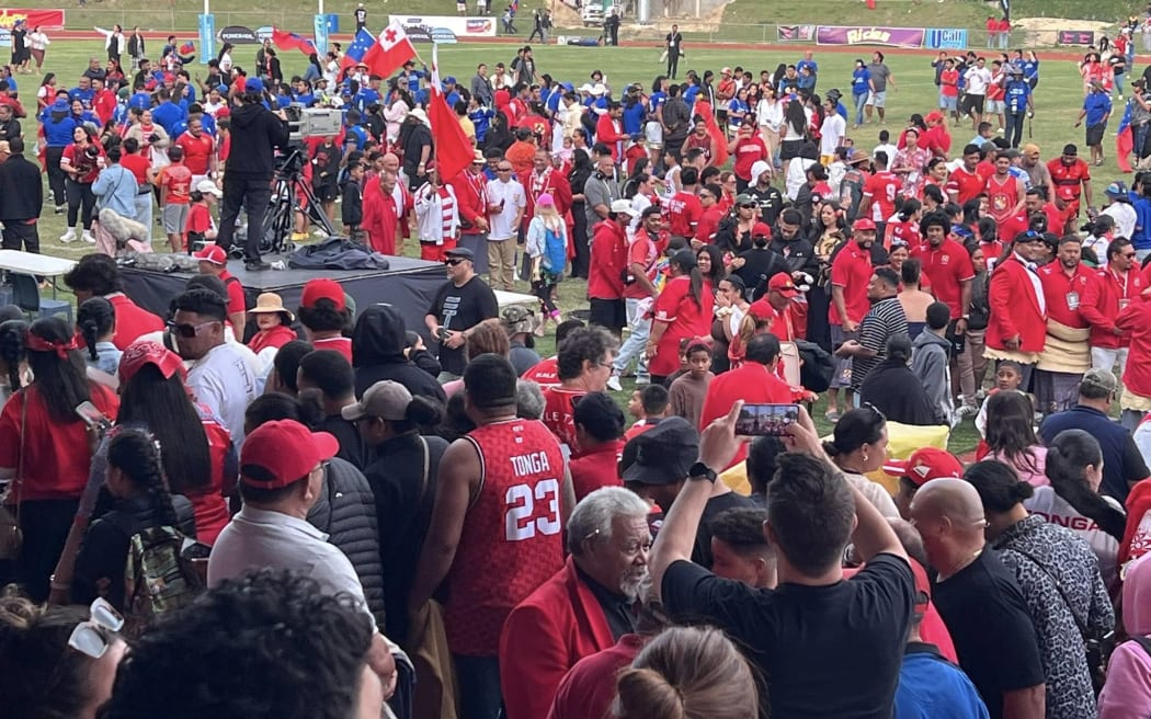 Fans at Te'ufaiva Stadium in Nuku'alofa following Saturday's opening 2025 Pacific Nations Cup clash and 2027 Rugby World Cup qualifier clash between Samo and Tonga. Tonga won 30-16.