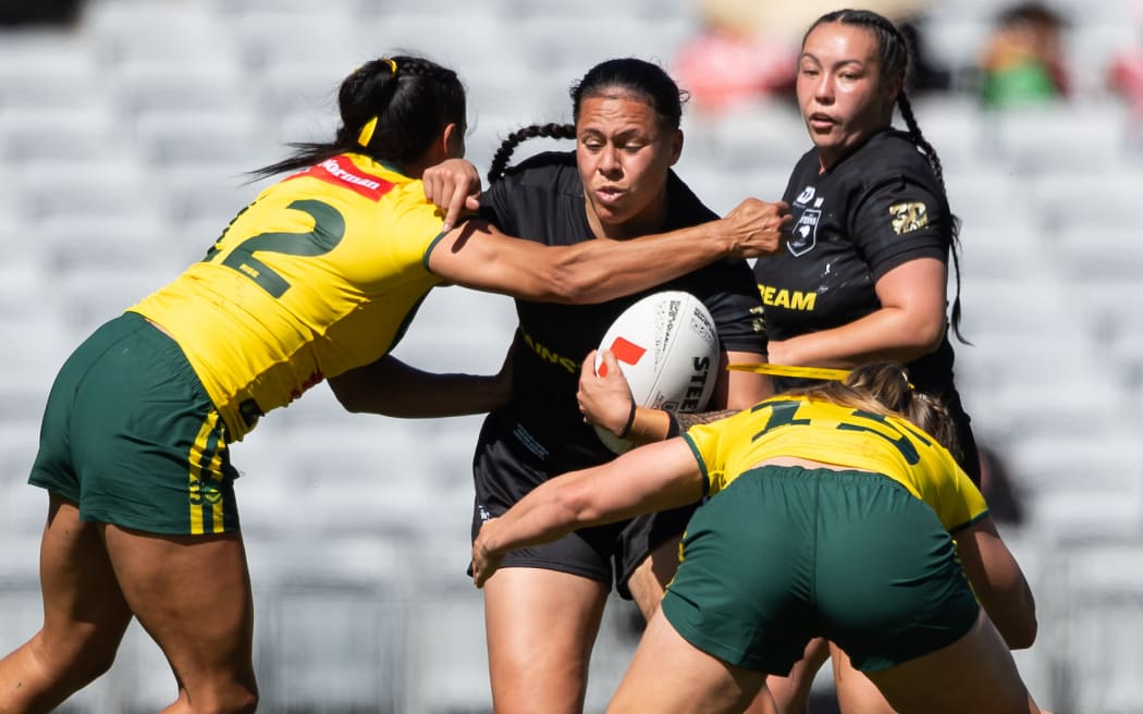 Kiwi Ferns Angelina Teakaraanga-Katoa  - Paciﬁc Championships woman's rugby league test between New Zealand Kiwi Ferns v Australian Jillaroos at Eden Park.