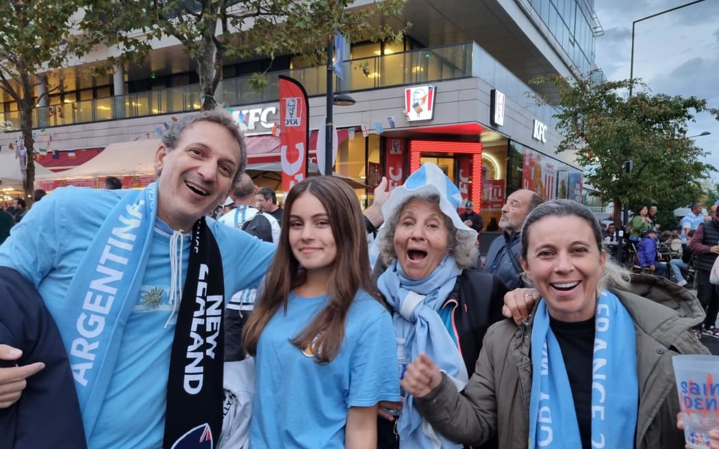 Fans at the Rugby World Cup 2023 in France ahead of the All Blacks vs Argentina game on 21 October.