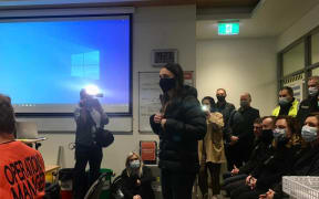 Prime Minister Jacinda Ardern and other government officials visit Nelson Tasman Civil Defence offices as recovery from last week's flooding continues.