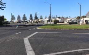 Part of the intersection that will be transformed into a cycle way and footpath.