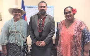 Party leader, (L-R) Fesola’i Logomalieimatagi Tepa Toloa, Electoral Commissioner Faimalomatumua Mathew Lemisio and party secretary Fagalilo Agnes Su'a.