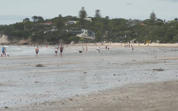 Auckland's Takapuna beach under level 3 step 1 restrictions in October.