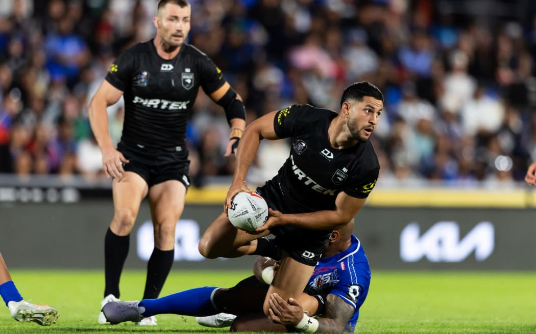 Kiwis Dylan Brown - Paciﬁc Championships rugby league test between New Zealand Kiwis v Toa Samoa at Go Media Stadium, Auckland, New Zealand.  Sunday    19  October  2025       Photo: Brett Phibbs / www.photosport.nz