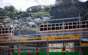 An apartment building under construction in Wellington