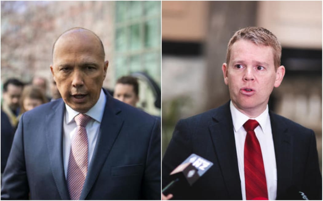 Australian minister Peter Dutton and New Zealand minister Chris Hipkins.
