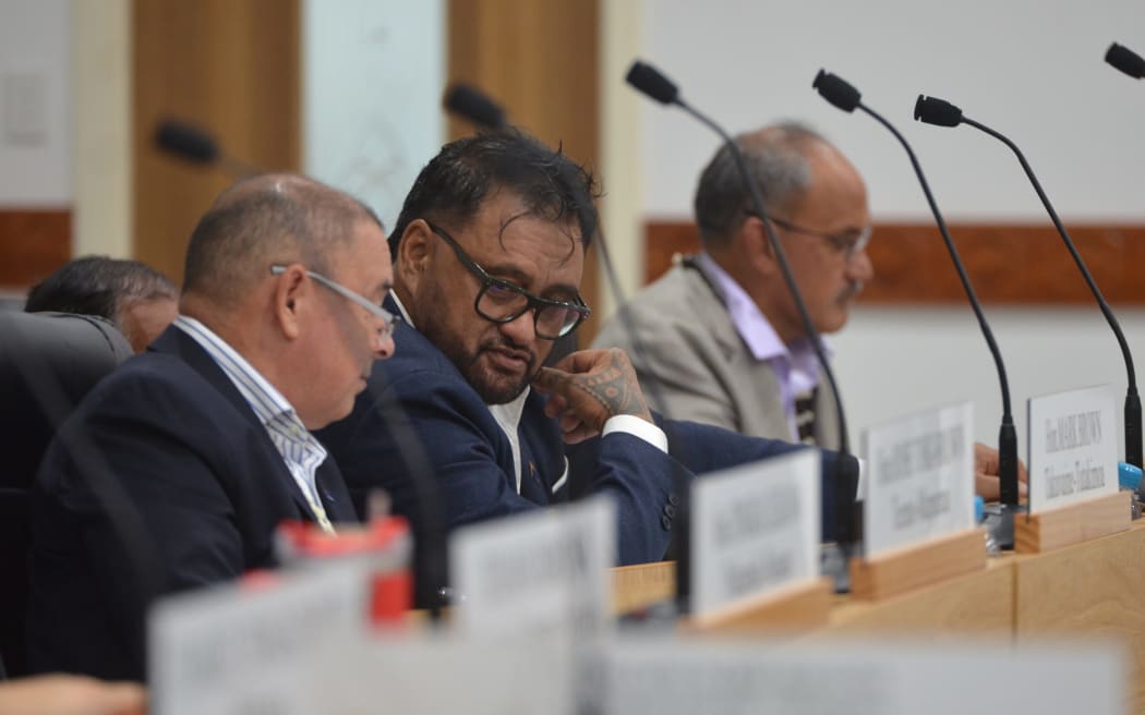 Deputy Prime Minister Albert Nicholas and Prime Minister Mark Brown in Parliament on February 25, 2025. 25022531.