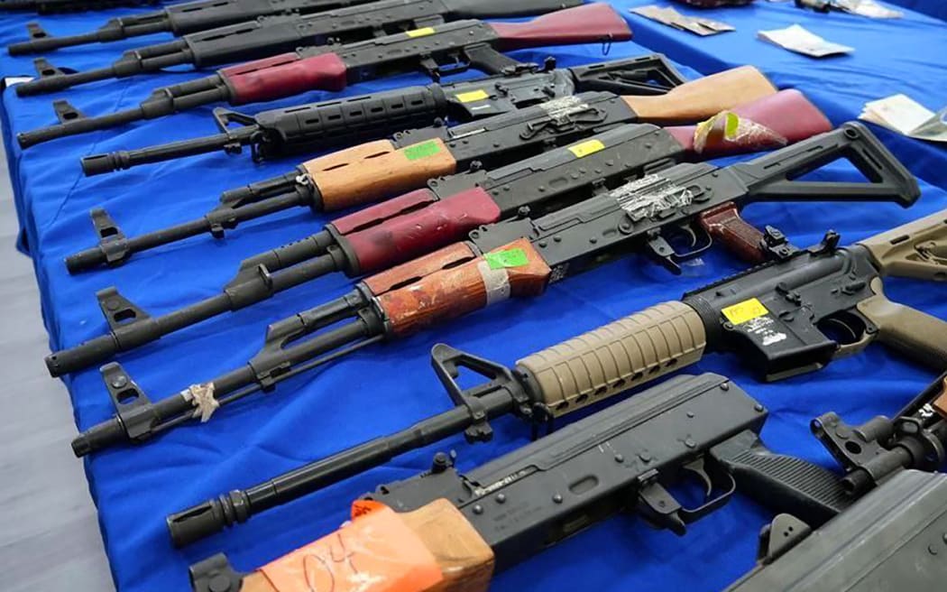Venezuela’s Interior Minister Diosdado Cabello announces foreigners are being held on suspicion of trying to destabilise the country, and displays weapons seized by authorities, in Caracas on 14 September, 2024.