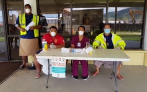 Measles screening at Pago Pago International Airport.