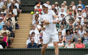 Andy Murray competing at the 2017 Wimbledon Tennis Championships