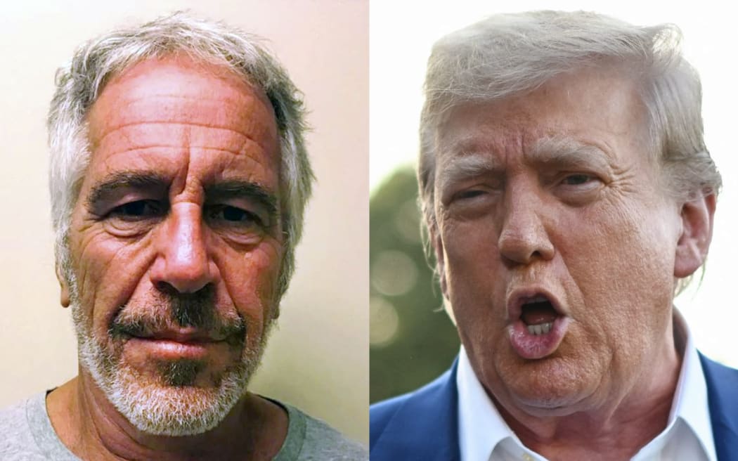 Composite image of Jeffrey Epstein and Donald Trump.