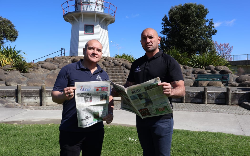 Lewis Ratapu CEO Tātau Tātau o Te Wairoa Trust and Aayden Calrke Kaihautū (CEO) Tātau Tātau Commercial E TIPU