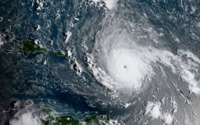This image obtained from the National Oceanic and Atmospheric Administration shows Hurricane Irma on September 5, 2017.