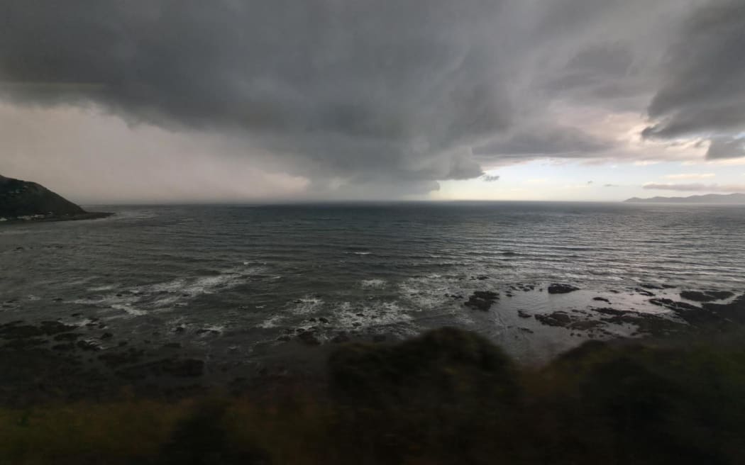 A severe thunderstorm warning is in place for Wellington as heavy rain and hail lashes the city.