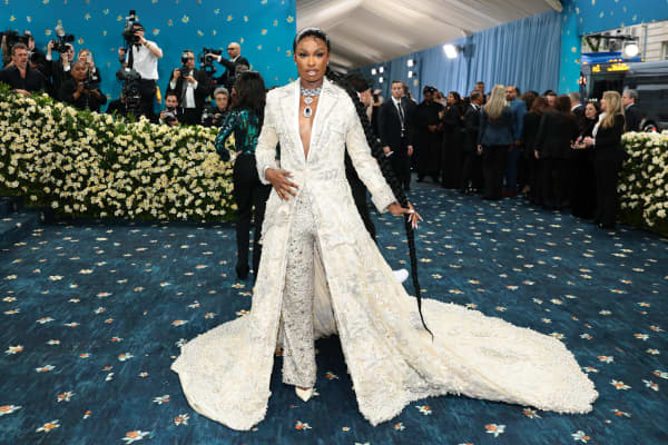 Coco Jones attends the 2025 Met Gala Celebrating "Superfine: Tailoring Black Style" at Metropolitan Museum of Art on May 05, 2025 in New York City.