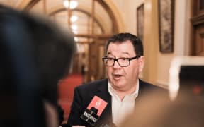 Grant Robertson after the Labour Party caucus meeting on 17 October 2023.