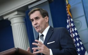 WASHINGTON, DC - JULY 19: Coordinator for Strategic Communications at the National Security Council John Kirby speaks during the daily press briefing at the White House July 19, 2022 in Washington, DC. Kirby stated that the Biden administration has evidence that Russia is planning to annex more Ukrainian territory.   Drew Angerer/Getty Images/AFP (Photo by Drew Angerer / GETTY IMAGES NORTH AMERICA / Getty Images via AFP)