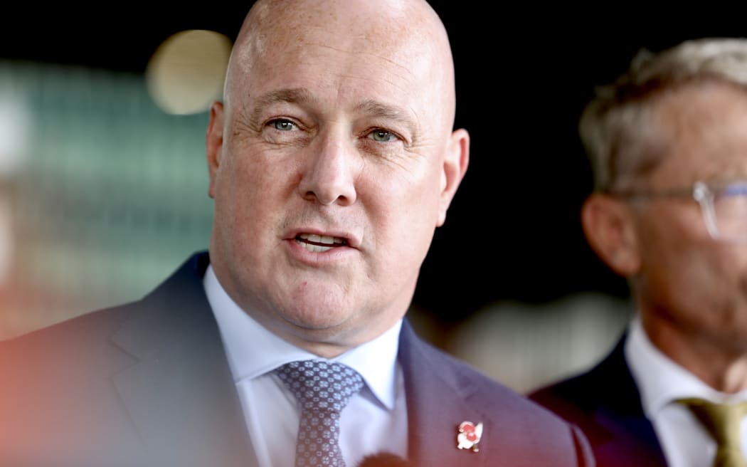 Prime Minister Christopher Luxon speaks to the media after violent crime statistics are released on 15 April 2025.