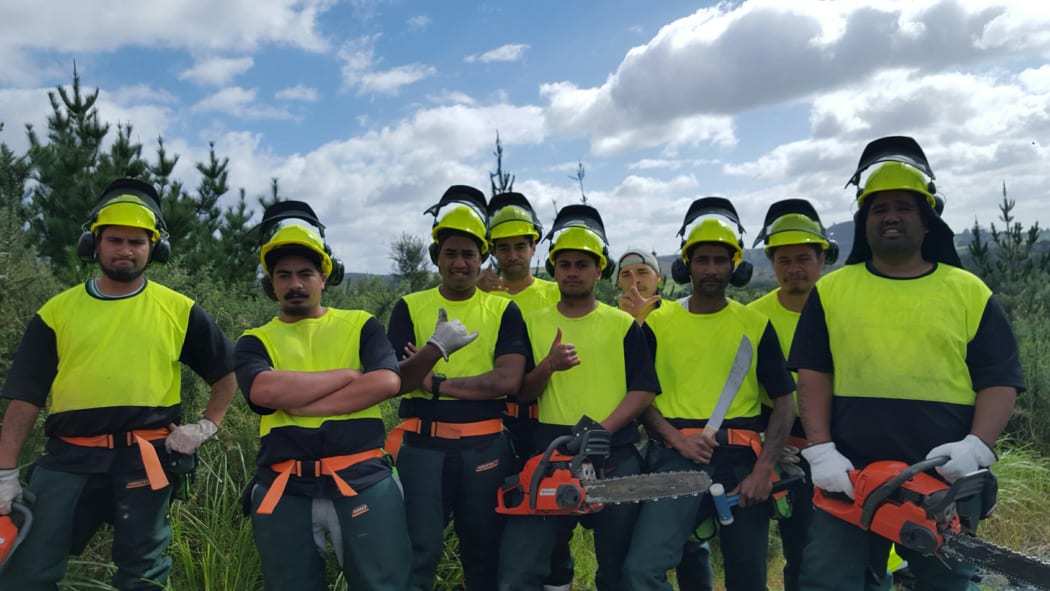 Young Kaikohe men in the Project Manuka scheme.