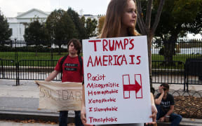 Protesters outside the White House in Washington, DC.