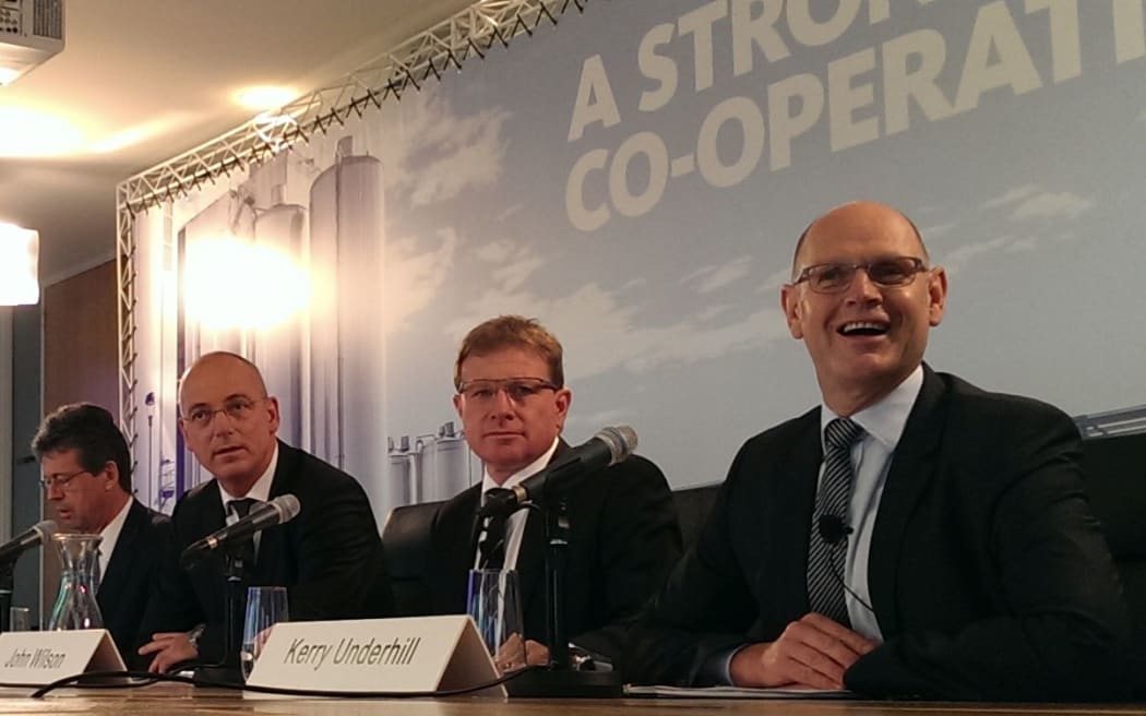 At the announcement, from left, Lukas Paravicini, Theo Speirings, John Wilson, Kerry Underhill.