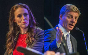 Jacinda Ardern and Bill English during the Stuff Leaders Debate in Christchurch on 8 September 2017