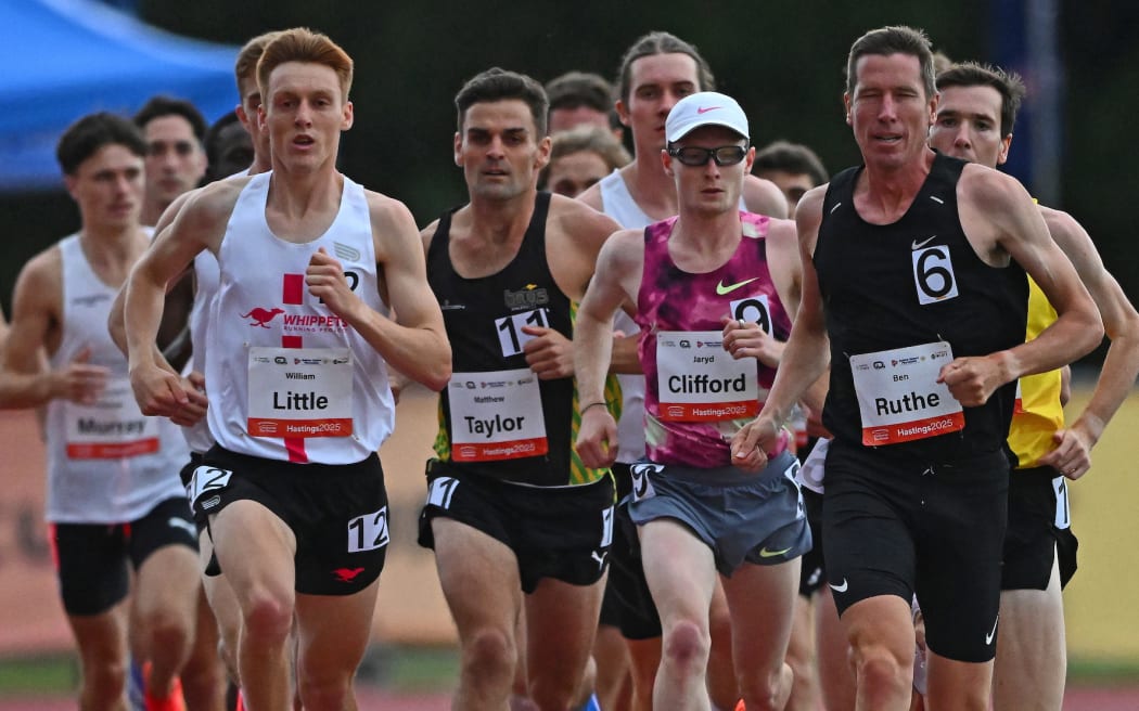 Runners compete in the men’s 3000m, Potts Track and Field Classic, Mitre 10 Sports Park, Hastings, New Zealand. Saturday 01 February 2025 © Photo: Kerry Marshall / Photosport