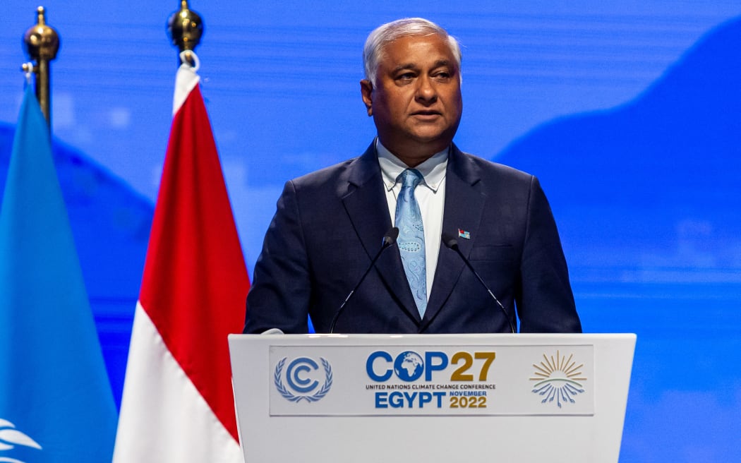 Satyendra Prasad, Ambassador and Permanent Representative of Fiji to United Nations addresses delegates during the COP27 UN Climate Change Conference, in Egypt