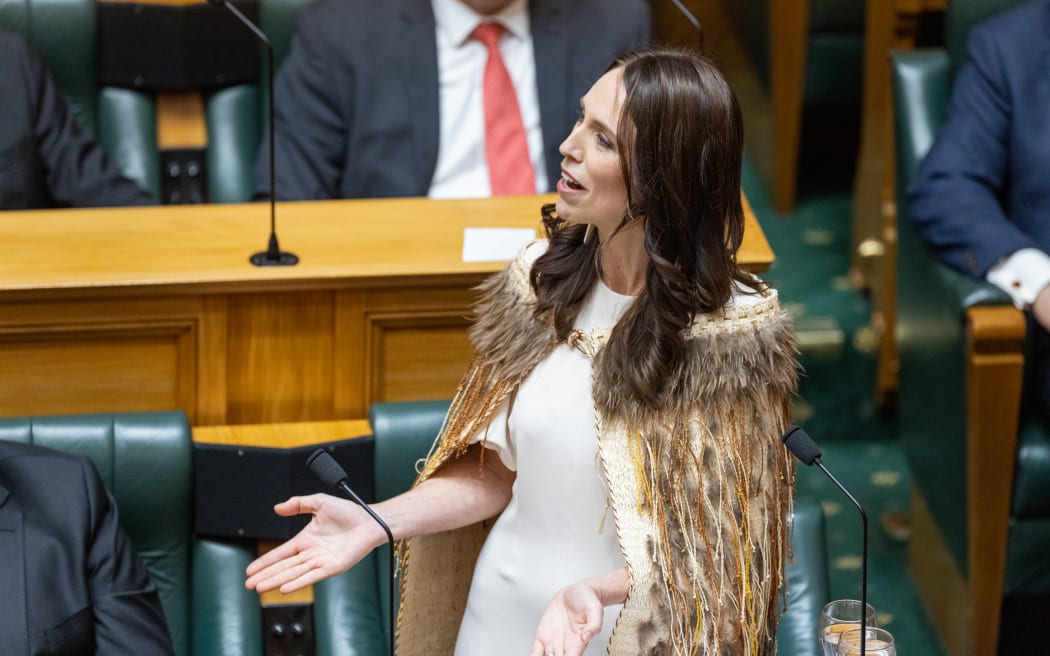 Jacinda Ardern gives her valedictory speech to a packed debating chamber at Parliament.