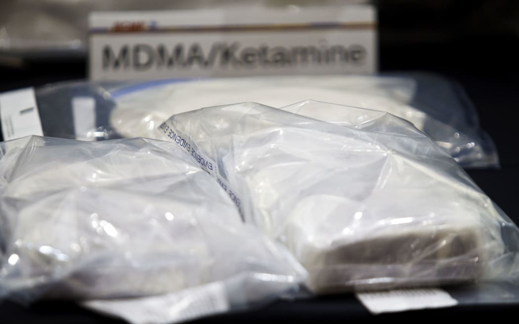 Bags of MDMA and ketamine are seen at RCMP headquarters in Edmonton, Altanta, on Tuesday 23 April 2013.