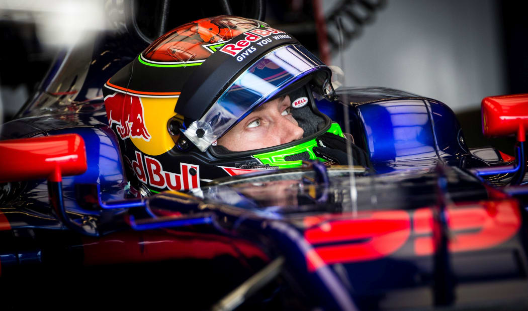 Brendon Hartley waits to hit the track during his Formula One debut.