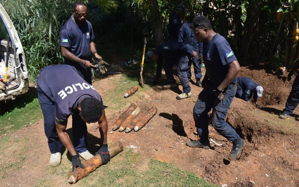 Solomon Islands police found 101 shells at the site at Gilbert Camp near the capital Honiara.