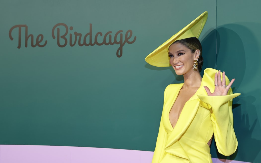 MELBOURNE, AUSTRALIA - NOVEMBER 07: Delta Goodrem poses for a photo during 2023 Melbourne Cup Day at Flemington Racecourse on November 07, 2023 in Melbourne, Australia. (Photo by Sam Tabone/Getty Images)