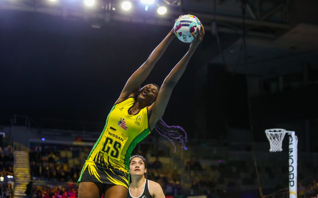 Romelda Aiken during the Fast5 Netball Grand Final match between New Zealand Silver Ferns and Jamaica at Hisense Arena Melbourne Australia. Sunday 28th October 2018. Copyright Photo. Brendon Ratnayake / www.photosport.nz