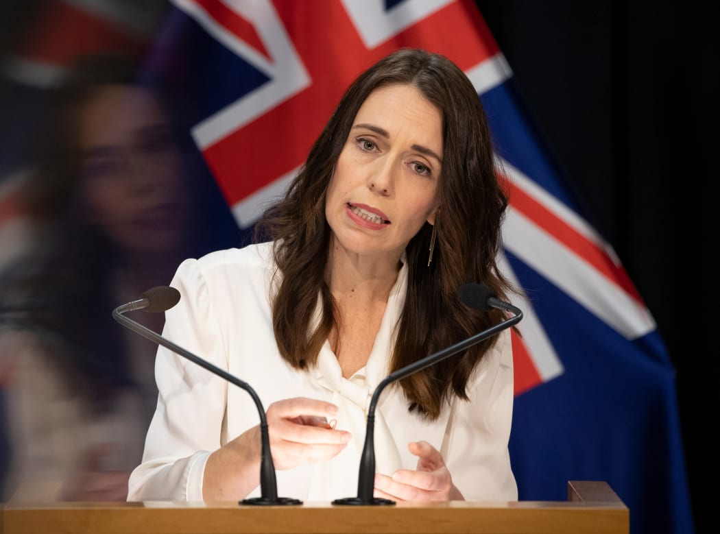 Prime Minister Jacinda Ardern announcing alert level change on 20 April