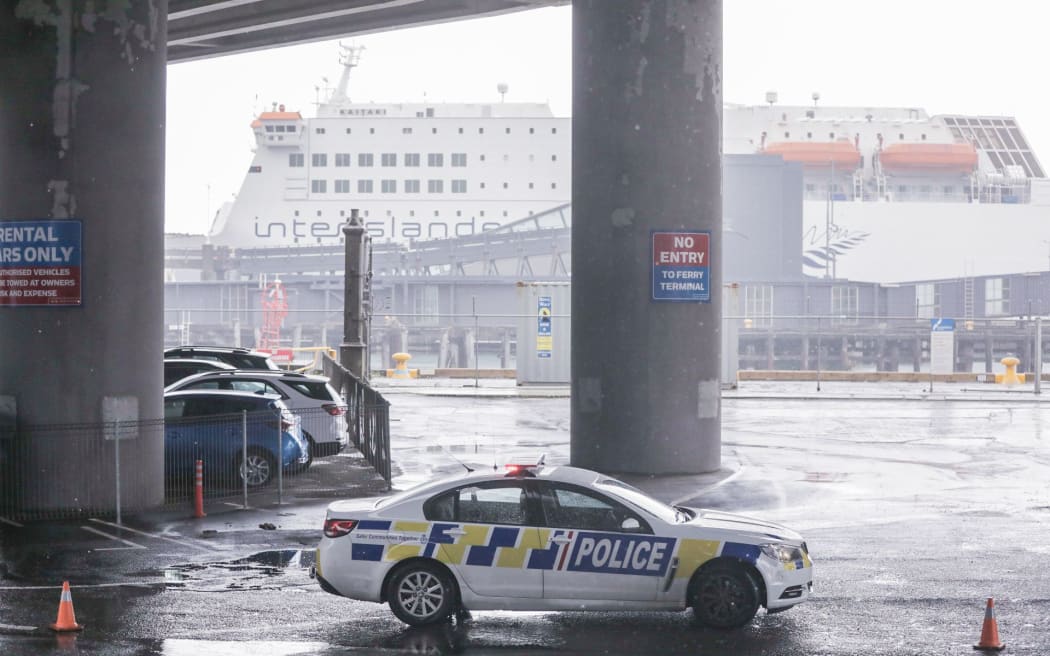 The Interislander ferry that returned to Wellington port due to a security threat.