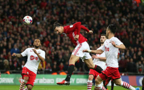 Zlatan Ibrahimovic heads home a goal