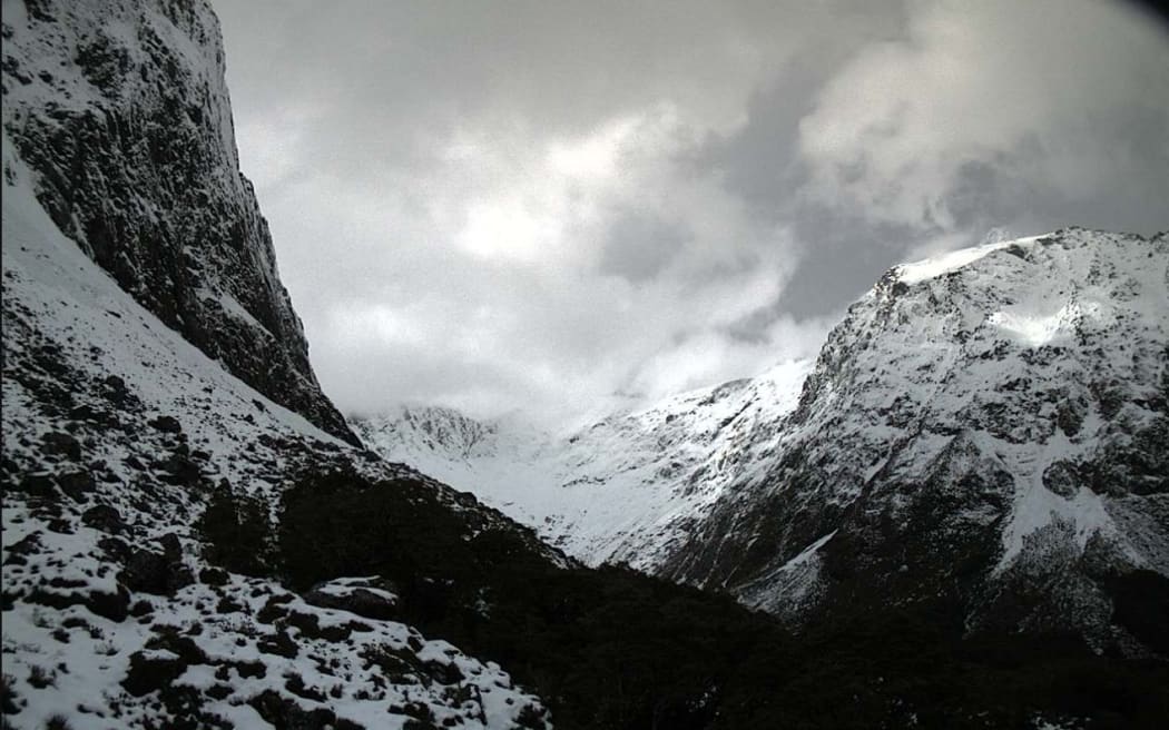 View of the Gertrude Valley, Fiordland National Park, from Milford Road on 23 September 2024.