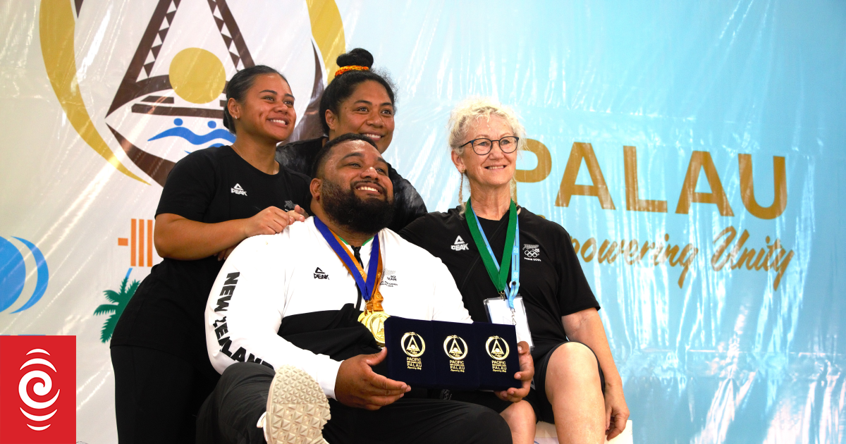 NZ team flagbearer David Liti lifts through grief to win double gold at Pacific Mini Games
