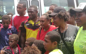 The PNG Hunters visted Bomana Primary School to campaign against violence.
