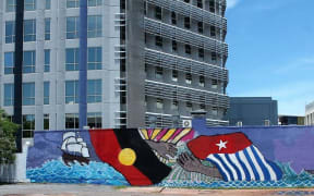 Artwork by June Mills supporting the plight of West Papuans.