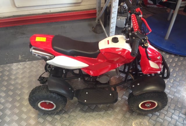 The police said 109 of these child-sized mini quad bikes were stolen, each valued at around $500.