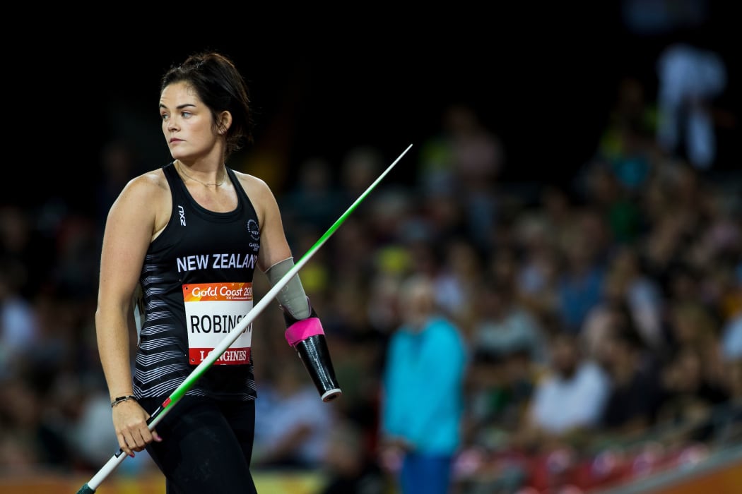 Holly Robinson wins silver in the F46 Para Javelin at the 2018 Commonwealth Games. Gold Coast, Australia. Copyright photo: Alisha Lovrich / www.photosport.nz