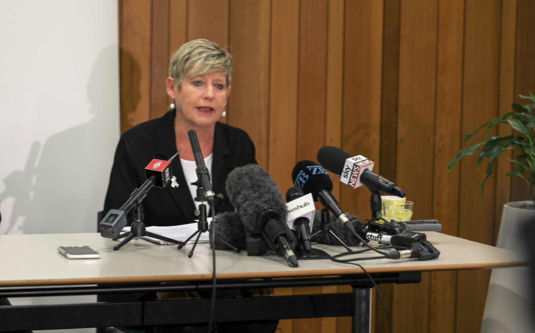 Christchurch mayor Lianne Dalziel speaks to reporters at the Christchurch City Council offices.